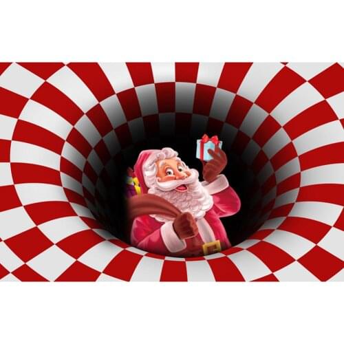 Santa Claus 3D Visual Illusion Rug Floor Mat Anti-slip Christmas Santa Claus Doormat Carpet For Kitchen Bedroom Entrance