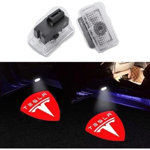 2pcs LED Car Door Welcome logo Projector Laser lamp Ghost Shadow light For Tesla Model 3 Model S Model X
