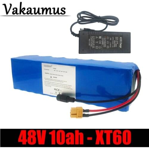 Vakaumus 13S 3P 48V 10Ah Lithium Ion Rechargeable Battery Pack Built-in 15A BMS XT60 Scooter Electric Motor With 54.6V2A Charger