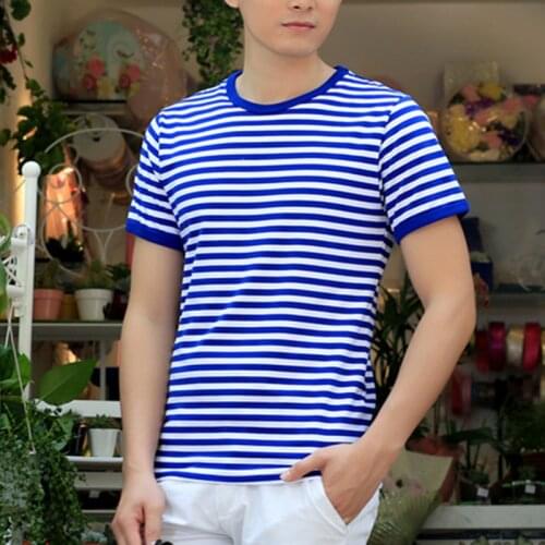 Brand New Men T Shirt Fashion Short Sleeve Slim Fit Striped Tops Mens Sailors Striped Shirt Male T-Shirt Tee Plus Size Tshirt