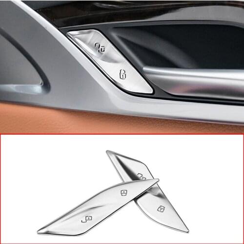 Car Door Lock Control Switch Button Stickers for BMW 5 Series 525i 530i 6 Series GT 2018-2020 Decoration Cover Stickers Trim