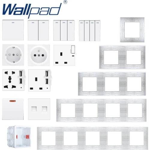 DIY Metal Frame Wall Light Button Switch Power Socket Wall Outlet Silver Metal PC Function Key DIY S6 Series Wallpad