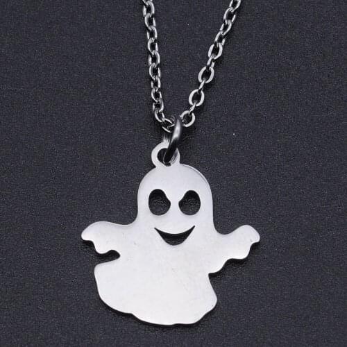 Halloween Ghost Stainless Steel Charm Necklace for Women Dropshipping Wholesale Accept OEM Order Dainty Steel Necklaces