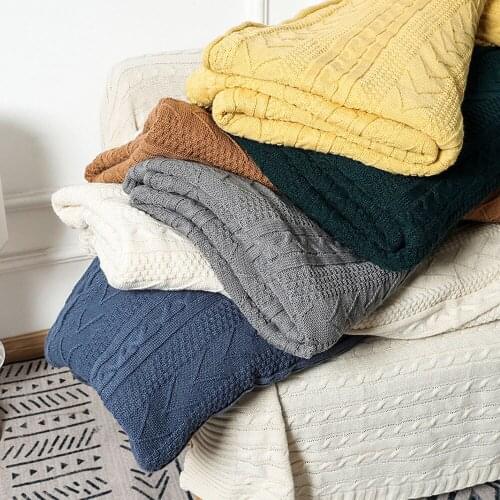 Korean Style Solid Color Sofa Throw Blanket With Tassels Travel TV Nap Blankets Air Condition Blankets Bed Decorative