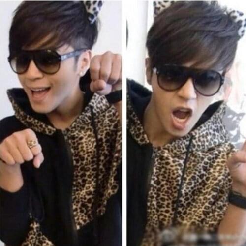 Autumn and winter Luo Zhixiang leopard stitching hooded plus size Lin Wanwan college style mens jacket