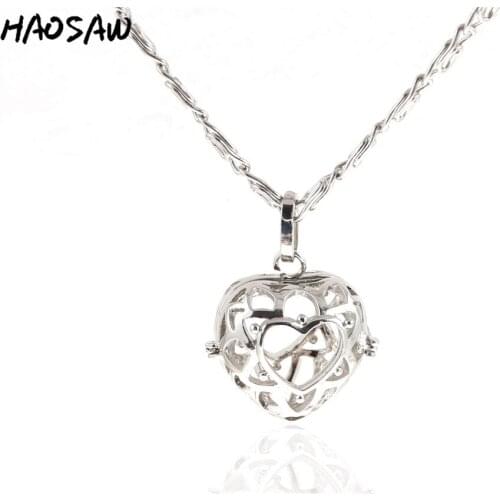 30mm Necklace Heart Shape Hollow Delicate Elegant Pendant Handmade DIY Jewelry For Women Gift Necklace Jewelry Findings