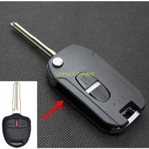PINECONE Key Case for MITSUBISHI PAJERO Car Key 2+1 Buttons Remote Key Modified Blank Key Shell Cover With Uncut Left Blade 1 PC