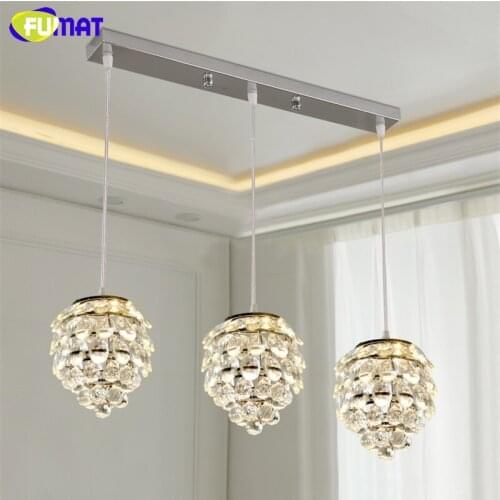 FUMAT Crystal K9 Pendants Lamps For Room Dining Modern Pine Cone Hanging Light Fixture Crystal Clear Color With E14 LED Lighing