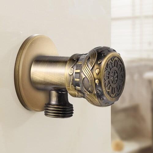 Retro Copper Plating Triangle Valve Standard G1/2 Threaded Toilet Angle Valve Single Hole Water Control Valve Household Bathroom