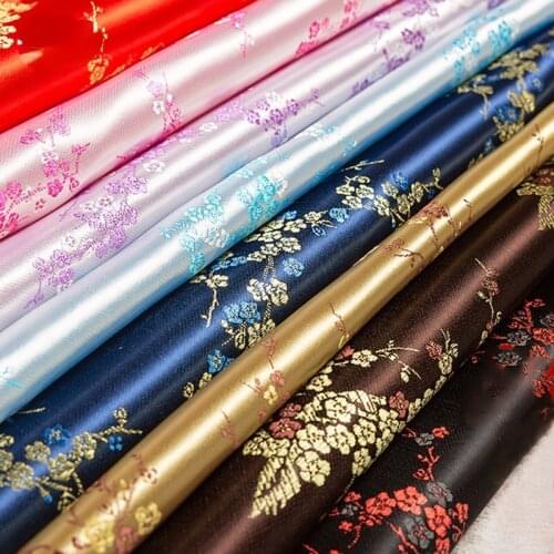 Sewing Imitation Silk Brocade Fabrics Needlework Flower Satin Material for DIY Chinese Style Clothes Dress Cheongsam Kimono Sofa