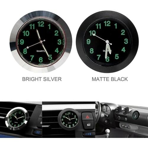 Mini Luminous Car Dashboard Air Vent Stick-On Time Clock Quartz Analog Watch