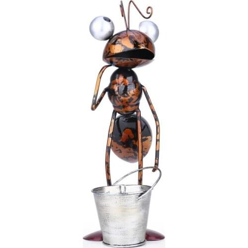 Tooarts 13inch Ant garden decor Iron garden decoration outdoor With Removable Bucket Succulent Flower Pot Trinket Storage
