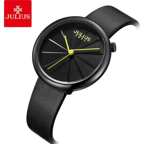 Julius Unique Women Watches Classic Black Leather Ladies Watch Female Waterproof Quartz Hours Sport Wrist watch Reloj Mujer 2018