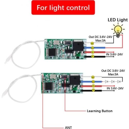 433 Mhz 1CH RF Relay Receiver Universal Wireless Remote Control Switch Micro Module LED Light Controller DC 3.6V-24V DIY Module