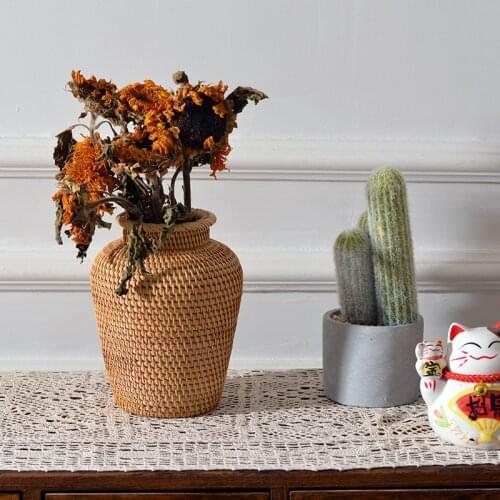 Vietnam Autumn Rattan Woven Desktop Storage Vase Shooting Props American Furniture Flower Basket