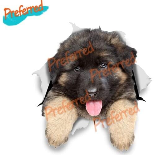 High Quality 3D Dog Stickers German Shepherd Puppy for Wall, Window, Fridge, Toilet and Cabinet Stickers Waterproof PVC