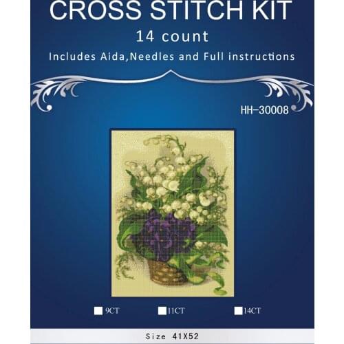 Top Quality Lovely Hot Sell Counted Cross Stitch Kit Old World Holiday Ornaments Similar DMC HH-3000 Flowers in vase