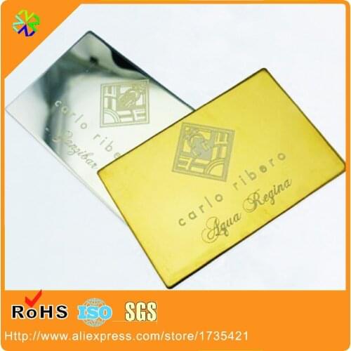 Top quantity Stainless steel 0.3mm thickness gold silver metal business card