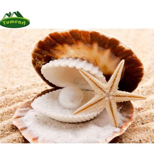 YUMEART 5D DIY Diamond Embroidery Starfish and Pearl Full Square Diamond Painting Cross Stitch Rhinestone Mosaic Decoration Gift