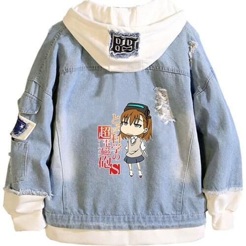 A Certain Scientific Railgun T Jeans Jacket Women Sweatshirt Misaka Mikoto Demin Hoodies Harajuku Streetwear Cute Couple Clothes