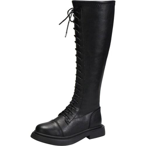 2020 Long boots womens not over the knee Knight boots new high riding boots leisure flat bottomed elastic fur boots