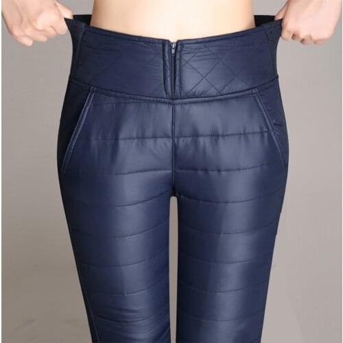 Winter Pant Plus Size 6XL High Waist Elastic Elegant Down Pants Womens Warm Velvet Pencil Classic Pants Thicken Leggings