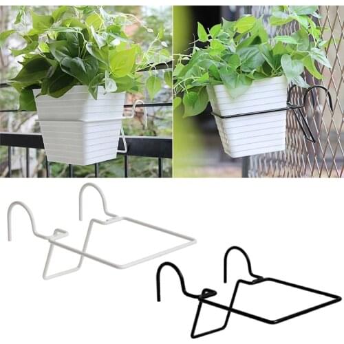 1PC Pastoral Iron Hanging Plant Bracket Balcony Flower Pot Rack Outdoor Railing Fence Shelves Holder Garden Decoration