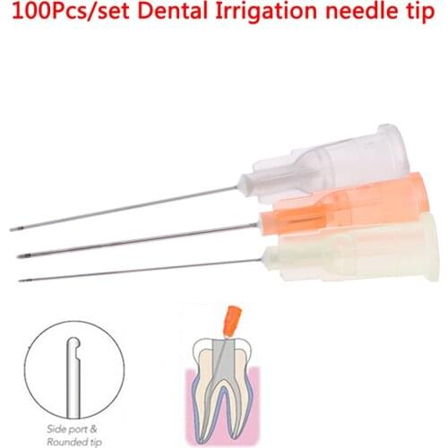 100pcs/set Oral Hygiene Care Material Dental Endo Irrigation Needle Tip End-Closed Side Hole Root Canal Wasingh Endo Syringe