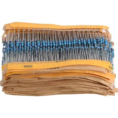 1280pcs 1 Ohm - 10M Ohm 1/4W 64 Values Metal Film Resistors Assortment Kit High Precision Electrical Metal Resistor