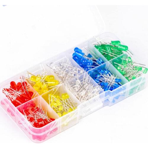 3mm 5mm LED Emitting Diodes Light Kit Round Top 5 Colors Diffused Green Red White Blue Yellow For Lighting Assortment