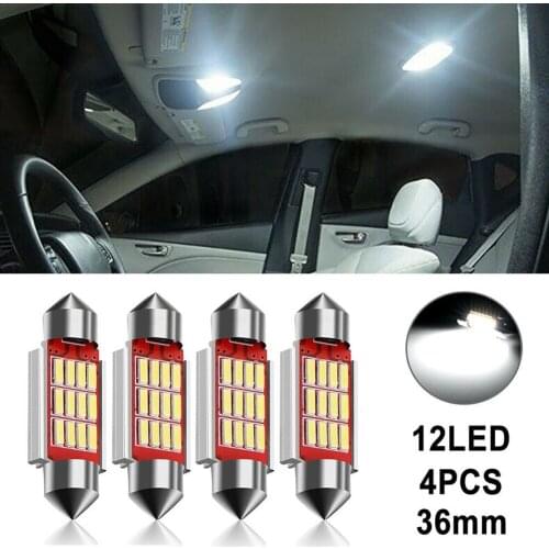 4Pcs Car Interior Light White 36mm Car Festoon Lights C5W C5W 4014 LED CANBUS Auto Interior Dome Lamp Reading Bulb