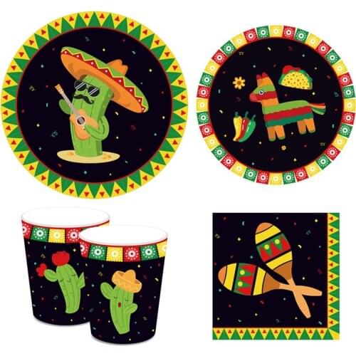 44pcs/set Mexican Cactus Llama Alpaca Theme Decoration Paper Cup Plate Fiesta Party Baby Shower Kids Birthday Supplies