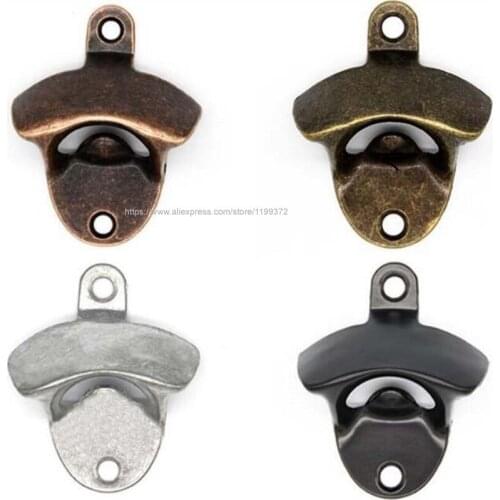 500pcs 4 Color Wall Mounted Vintage Antique Bottle Beer Opener Hanging Hook Mount Copper Cap Metal Retro With Screw