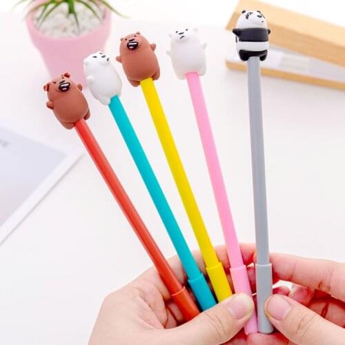 6 Pcs Stupid Cute Cartoon Panda Neutral Pen Creative Black-ink Kawaii School Supplies Pen for Writing Cute Stationary Wholesale