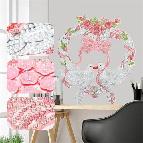 Diamond Painting Wreath pigeon Diamond Embroidery Kit Special Shaped Drill DIY Cross Stitch Diamond Art Craft Home Decoration