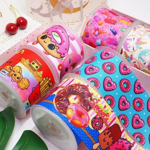 Free shipping 3 inch 4th of July Cartoon Printed Grosgrain Ribbon Craft Suppliers 52167
