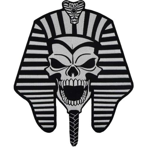 Large Egyptian Mummy King iron on backing Embroidered Sewing Label punk biker Patches Clothes Stickers Apparel Accessories Badge