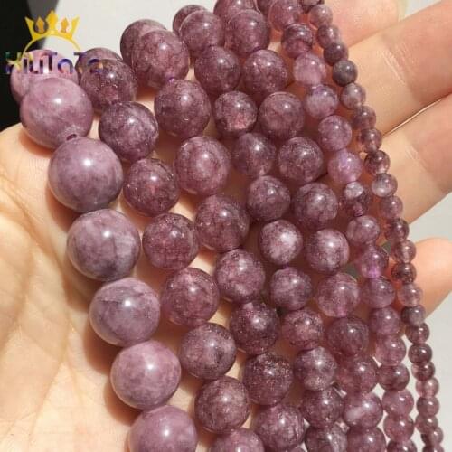 Natural Stone Purple Chalcedony Jades Loose Spacer Beads For Jewelry Making DIY Bracelet Accessories 15''Inches 4 6 8 10 12mm