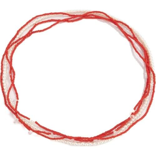 Bohemian Style Waist Chain Beaded 4Pcs Fake Pearl Belly Chain Waist Chain For Women Girls Jewelry Accessories