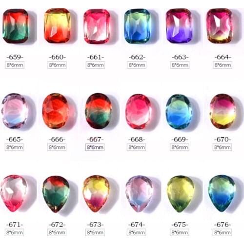 18Style Octagon/Oval/Teardrop Accessories DIY Glitter Flame Transparent Gradient Colorful Crystal 3D Nail Art Rhinestones