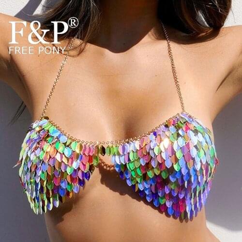 Holographic Dancer Rave Bra Body Chain Top Burning Man Festival Top Carnival Costume Gogo Pole Dance Wear Clothes