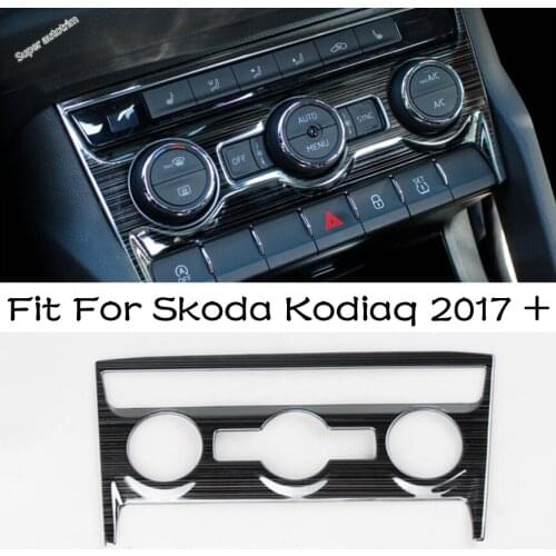 Lapetus Middle Control Air Conditioning Knob Switch Panel Cover Trim 1PCS For Skoda Kodiaq 2017 - 2021 Stainless Steel Interior