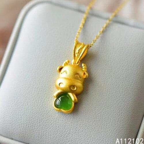KJJEAXCMY fine Jewelry 925 Sterling Silver Natural Jasper Girl new classic cow Pendant Necklace chain Support Test Chinese style
