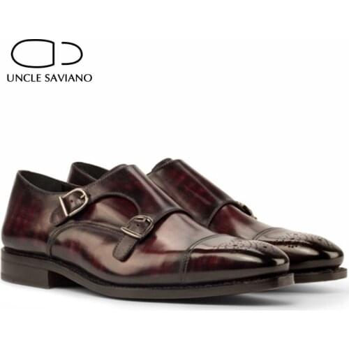 Uncle Saviano Double Monk Style Bridegroom Dress Formal Office Best Men Shoes fashion Vintage Original Designer Shoes for Man