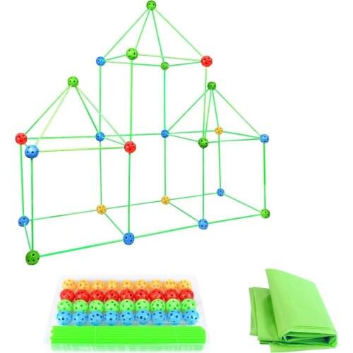 Construction Fort Building Kits For Kids DIY Building Castles Tunnels Play Tent Toys For Girls Boys DIY Builder Toy