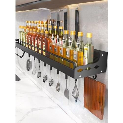 Creative Storage Rack Spice Chopsticks Black Wall Mounted Storage Shelves Spoon Holder Cosina Organizador Kichen Organizer DF50S