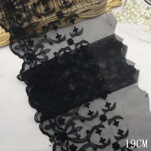 29Yards High Quality Embroidered Tulle Lace Trim Black Mesh Fabric for Garment Accessories Handmade