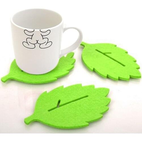 LINSBAYWU 3PCS Fashion leaf-shaped Tea Cup Coaster Heat Insulation Felt Mat Table Decor