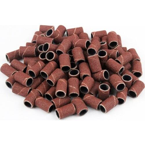 100pcs Nail Drill Bit Sanding Nail Bands Drill File Remover Art Tools Kit Accessories Sanders 80 120 180 Sandpaper Bag