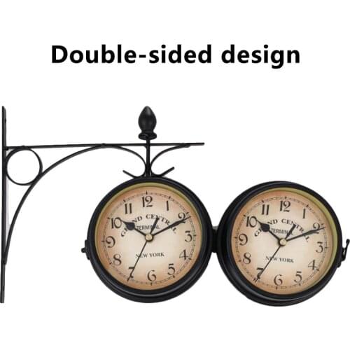 European Wall Clock Double-sided Wrought Iron Wall Clock Decorations for Indoor Use #CW